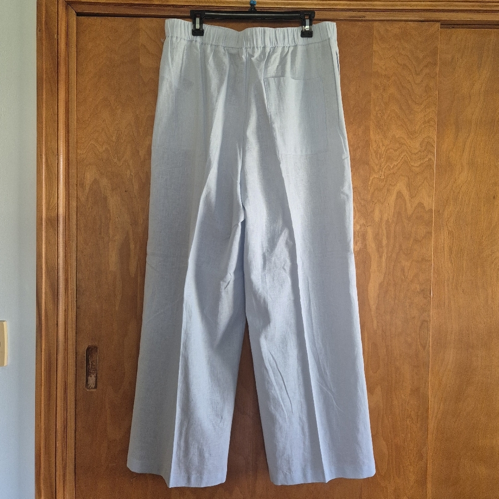 Calvin Klein Light Blue Wide-Leg Drawstring Pants, Size L - Picture 10 of 16